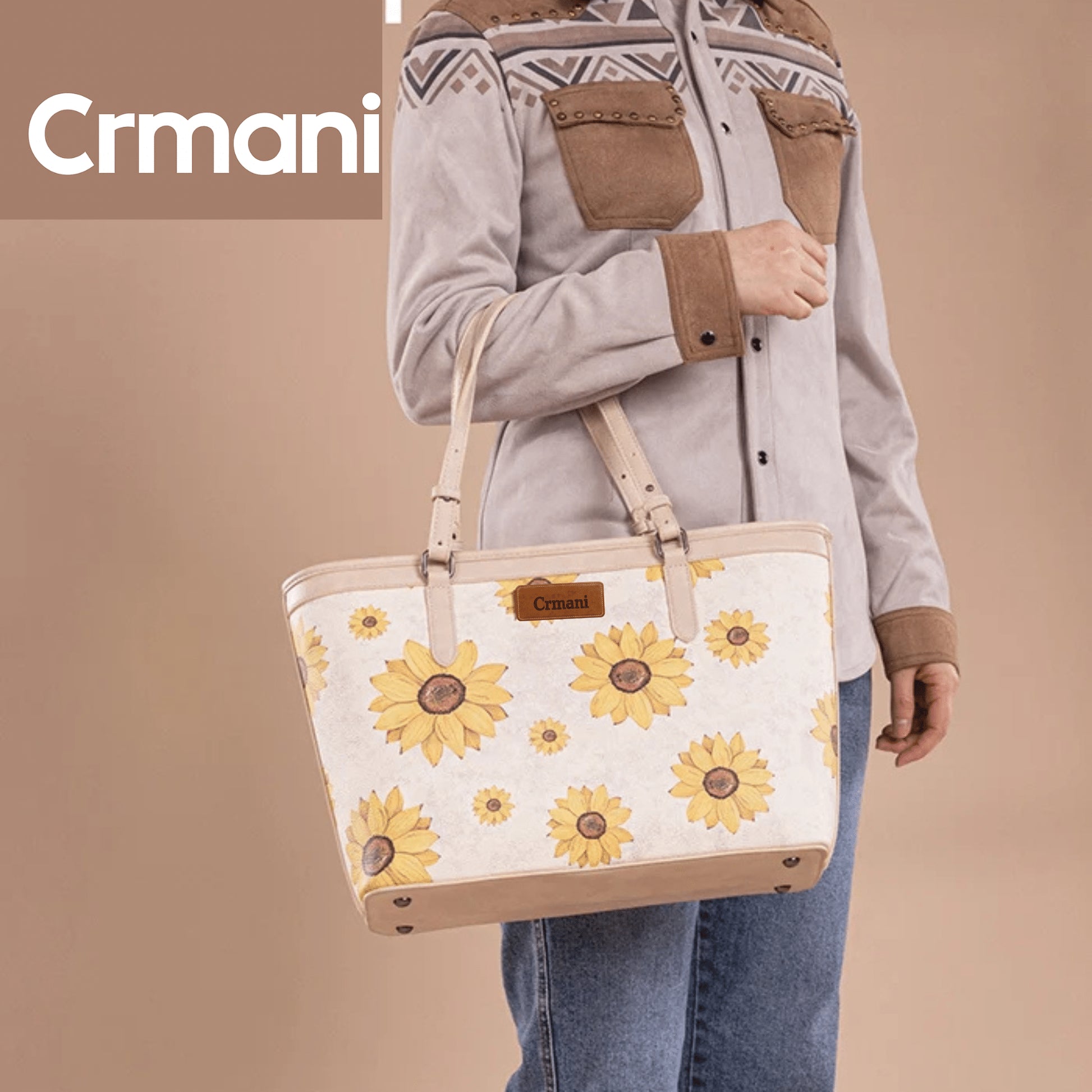 "CRMANI SUNFLOWER PRINT WIDE TOTE BAG - Crmani"