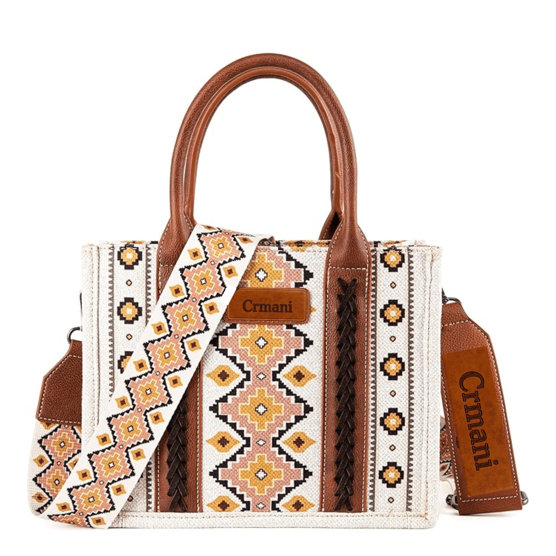 "CRMANI AZTEC CANVAS CROSSBODY TOTE HANDBAG - Crmani"