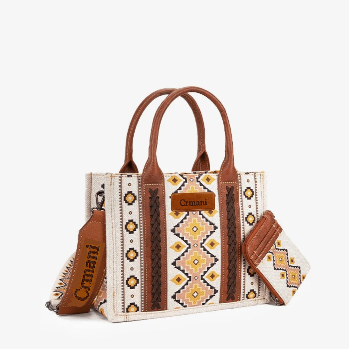 "CRMANI AZTEC CANVAS CROSSBODY TOTE HANDBAG - Crmani"
