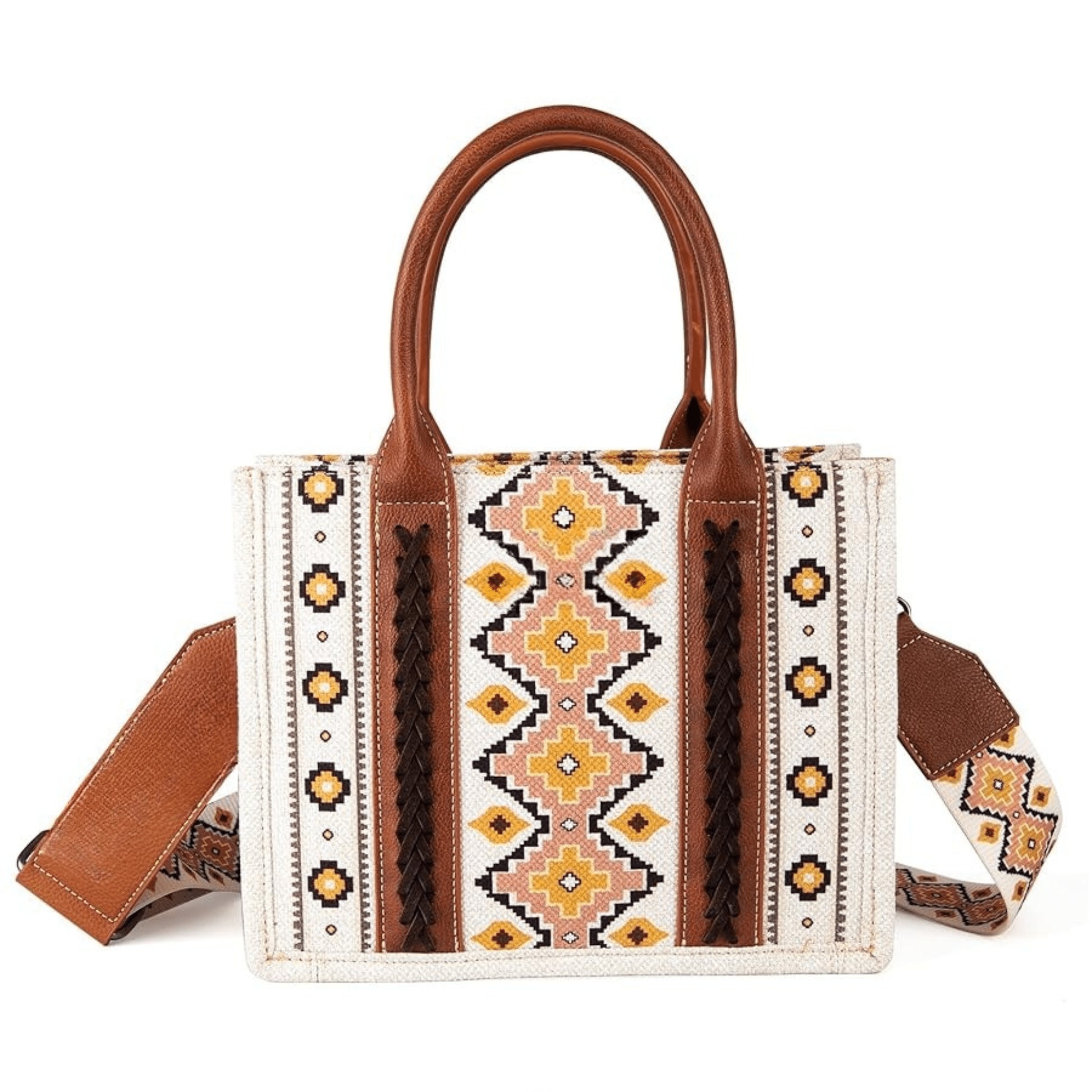 "CRMANI AZTEC CANVAS CROSSBODY TOTE HANDBAG - Crmani"