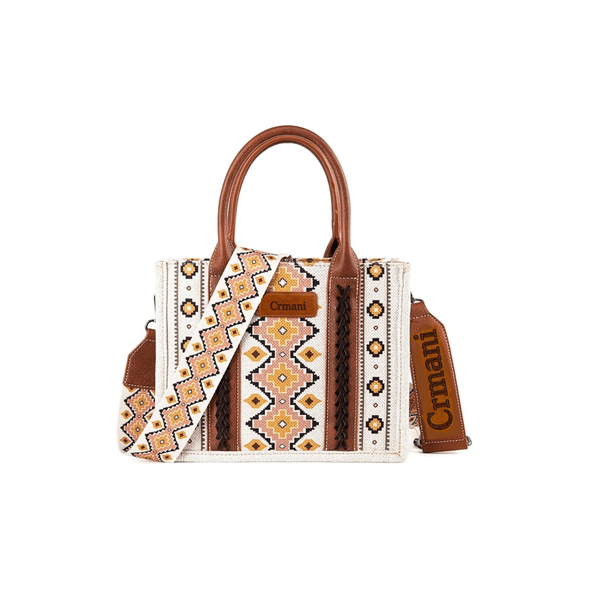 "CRMANI AZTEC CANVAS CROSSBODY TOTE HANDBAG - Crmani"
